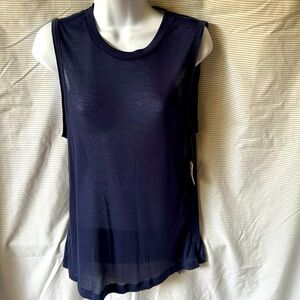free people movement top NWT navy blue Ribbed Muscle Tank Top Sleeveless M